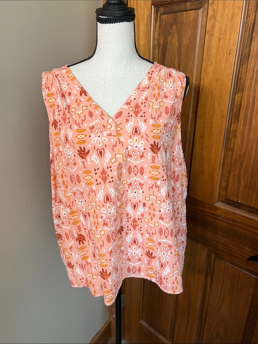 Sonoma Coral Print V-Neck Tank Top